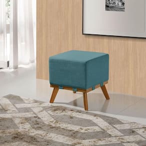 Puff Liso Com Base Madeira D26 Soft Linho Sofatec Verde