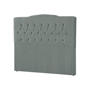 Cabeceira Cama Box Casal Queen King Estofada Capitonê Camburiu 195Cm Veludo Cinza - Cor: Preto