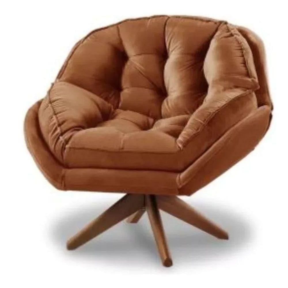 Poltrona Decorativa Califórnia Com Base Giratória Veludo - Ssx Multicoisas Cor Terracota