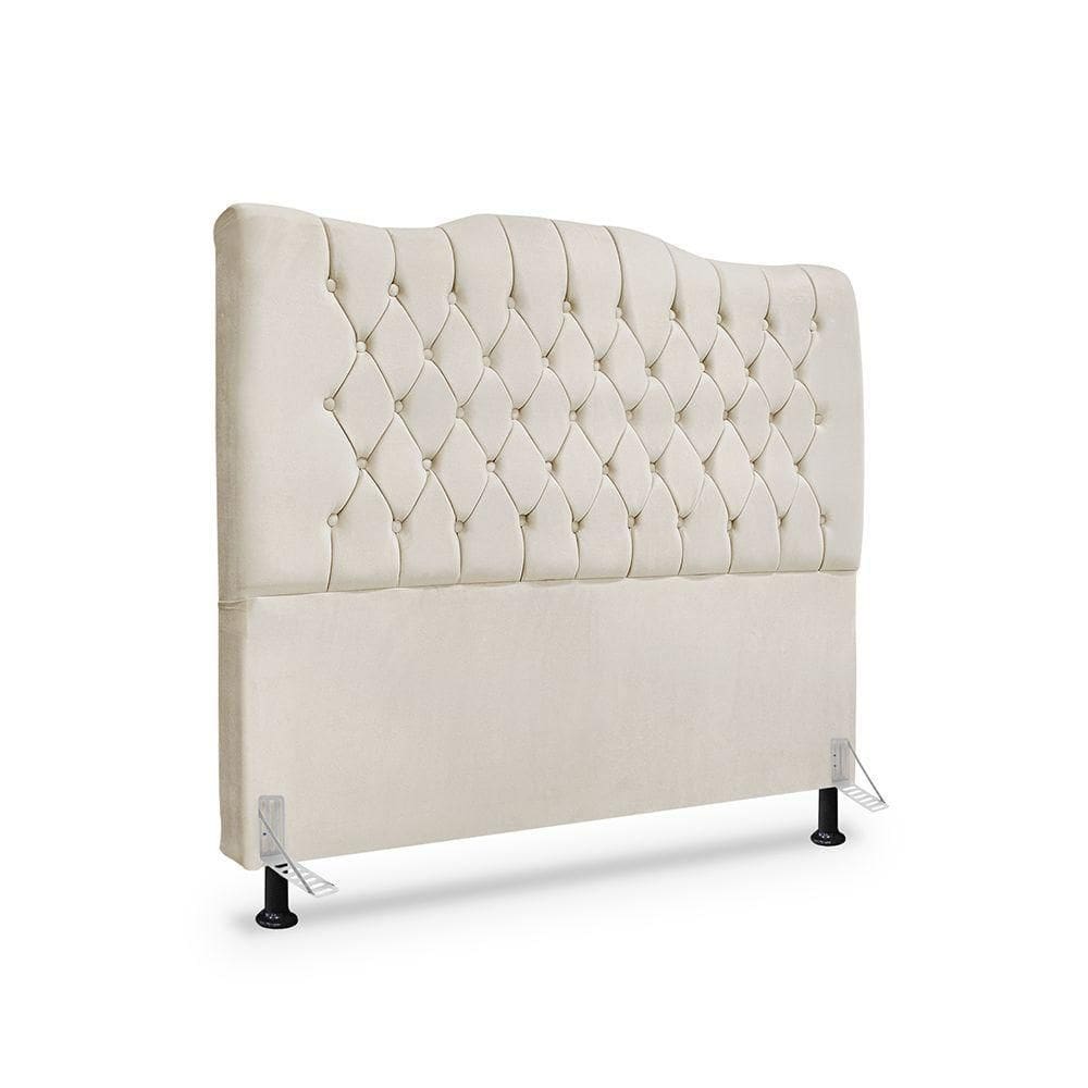 Cabeceira De Cama Box King 195cm Dunas - Veludo Bege Claro
