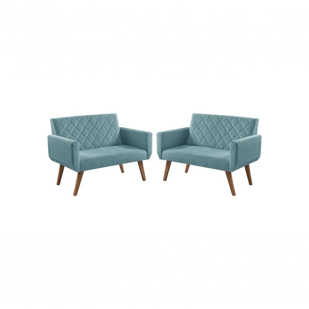 Kit 2 Poltronas 2 Lugares Braço Anabelle Unidecor Turquesa