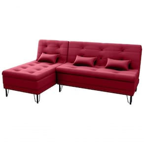 Sofá Cama com Chaise 3 Lugares 2,00 Mts Nice Matrix Vinho