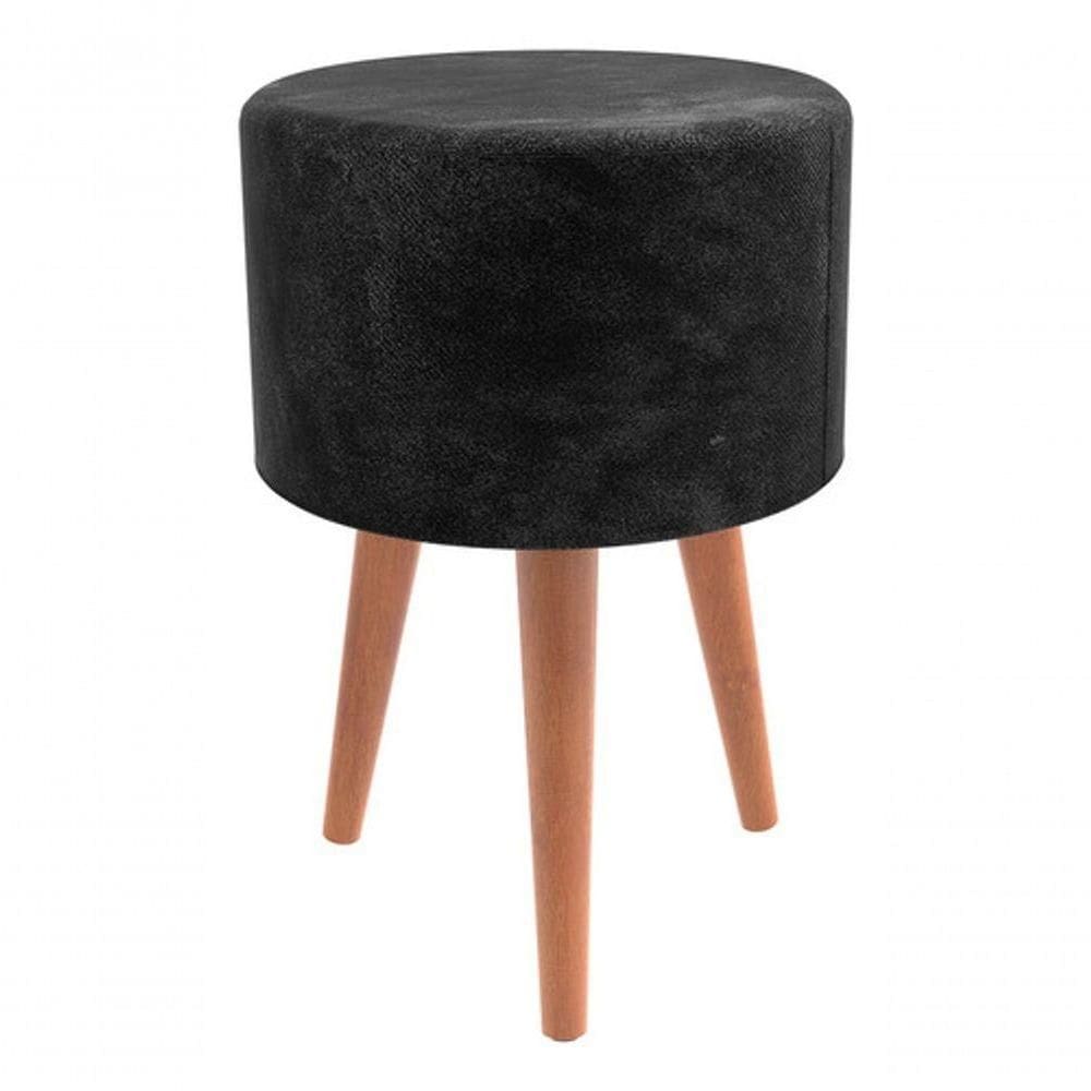 Puff Banqueta Redondo Luxo Decorativo Retro Vintage Rosé Preto
