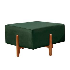 Puff Banqueta Veludo Zurik Luxo Madeira Maciça Castellar Móbile Verde