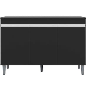 Balcão De Pia Para Cozinha 120 Cm Kadu 3 Portas Preto