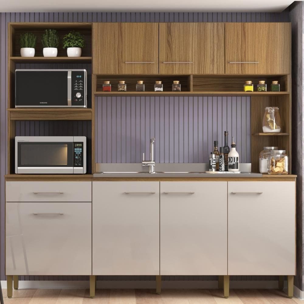 Cozinha 7 Portas E 1 Gaveta Co1516 Ipe Cristalo Decibal Ipê|cristalo