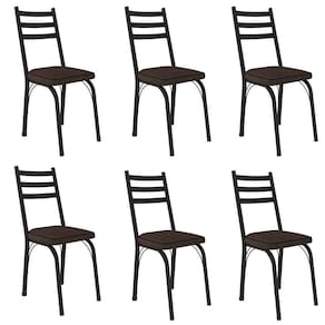 Kit 6 Cadeiras Para Cozinha Tubular D-13 Nara De Aço Preto-imbuia