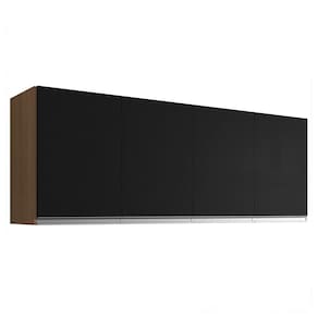 Armário De Cozinha Aéreo 150cm 4 Portas Andréia Amêndoa Preto
