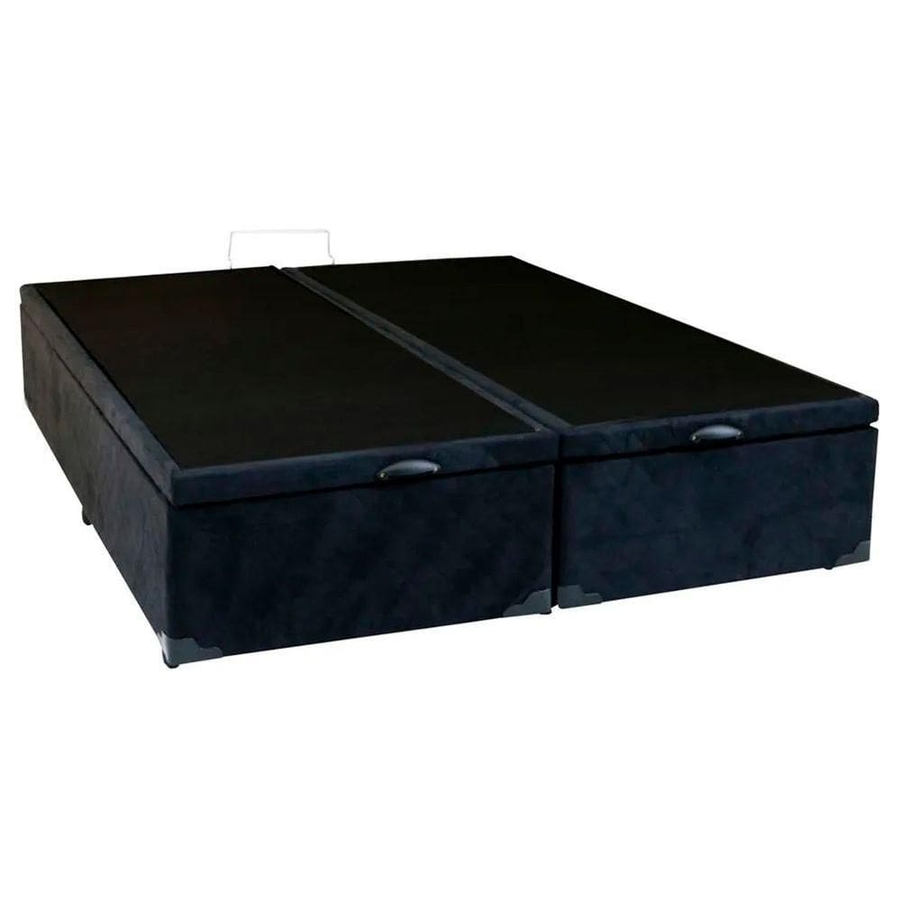 Cama Box Baú King Bipartido Suede Sereneprime Preto 192x203x44