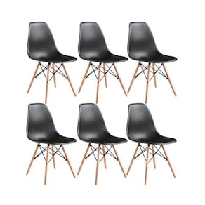 Kit 06 Cadeiras Eames Charles Eiffel - Black Black