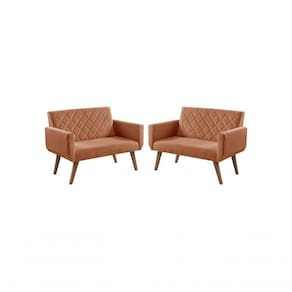 Kit 2 Poltronas 2 Lugares Braço Anabelle Unidecor Terracota