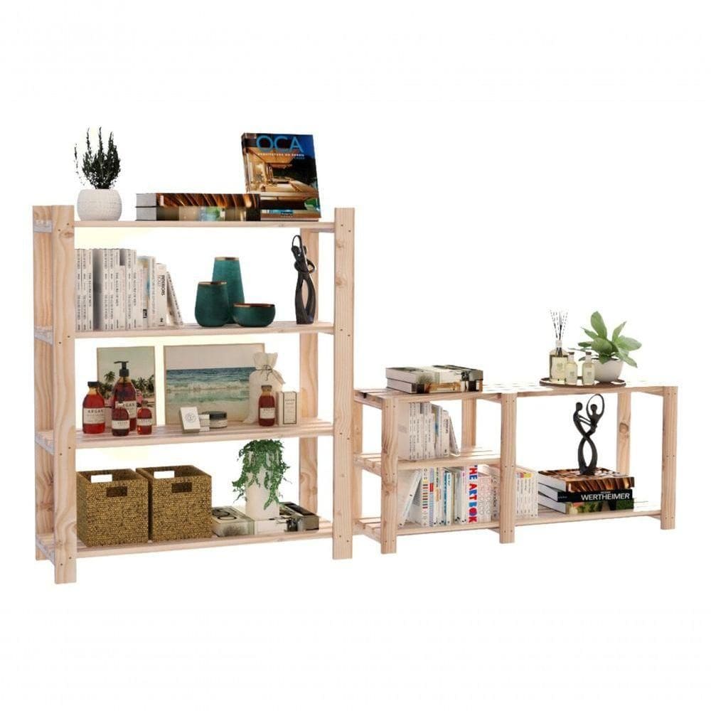 Kit Armário 4 Prateleiras Organizar Moderno Sala Multiuso E Aparador Atemporal Decorativo Área Inter