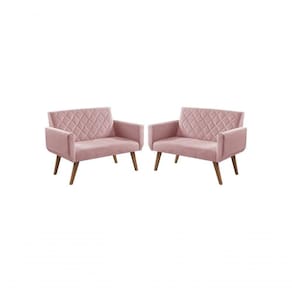 Kit 2 Poltronas 2 Lugares Braço Anabelle Unidecor Rosa