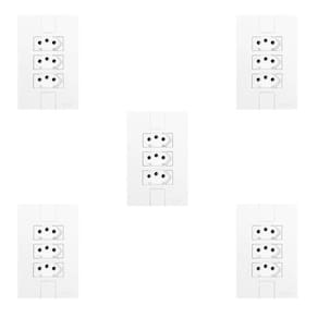 Cinco Conjuntos com 3 Tomadas 2p+t 20A 250v, Modular, com Placa 4x2 Branco