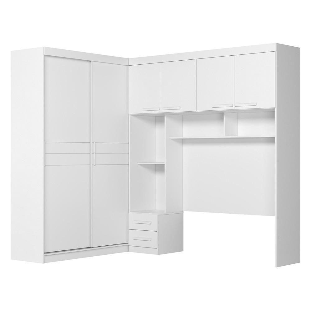 Guarda Roupa Modulado Florença Quarto Com 6 Portas 5 Gavetas Branco Branco