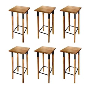 Kit 6 Banquetas Bistro Industrial Colors Ferro E Madeira Maciça - Preta Preto