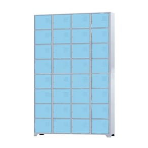 Armário Roupeiro De Aço Para Vestiário 32 Portas Locker Azul Claro com Chave