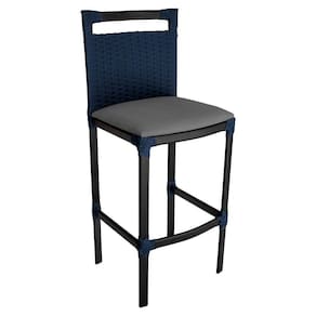 Banqueta Alta Vigor Em Alumínio E Corda Náutica Azul Azul-cinza