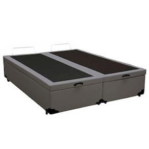 Cama Box Baú Casal Bipartido Sintético Sereneprime Cinza 138x188x44