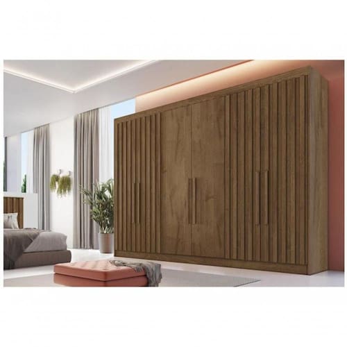 imagem-Guarda-roupa Casal 6 Portas 6 Gavetas Móveis Europa Ripado Potente Brauna - Blush