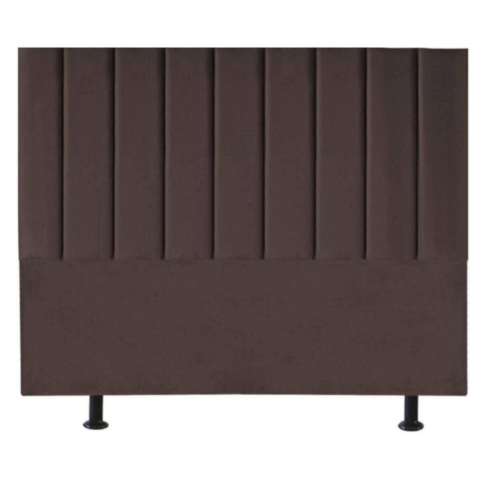 Cabeceira Estofada Cama Box King 195 Cm Mavie Veludo marrom