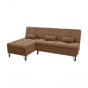 Sofá Cama com Chaise 3 Lugares 2,00 Mts Nice Matrix Marrom