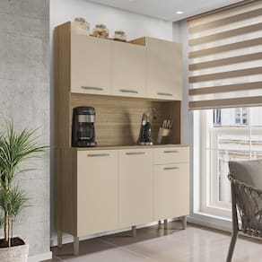 Armário De Cozinha Compacta 6 Portas 1 Gaveta Gênova - Freijó-vanilla Freijó-vanilla