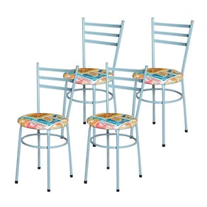 Conjunto 4 Cadeiras Epoxi Cinza Para Cozinha Assento Estampado Cor:happy Hour