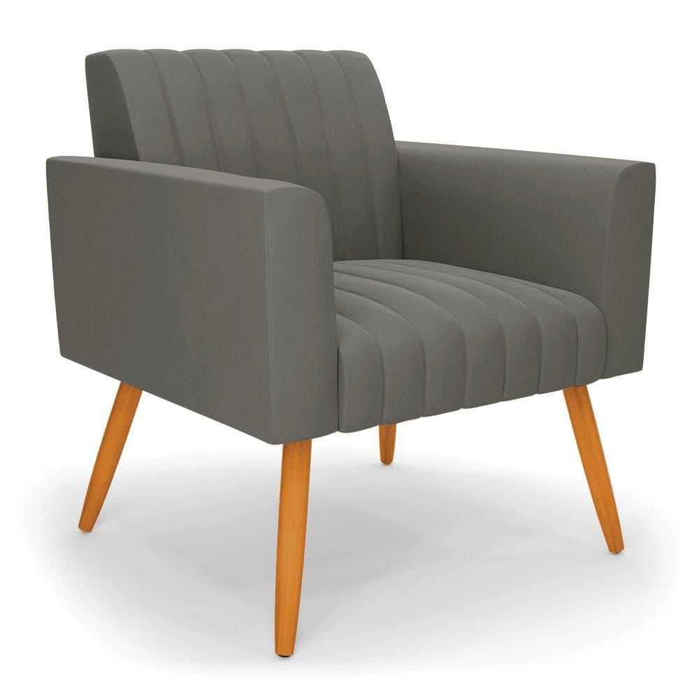 Poltrona Viena Gomada Suede Pés Palito Castanho - D`rossi Cor Grafite