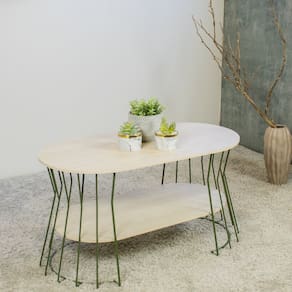 Mesa de Centro Decorativa com Prateleira Verde Oliva/Legno