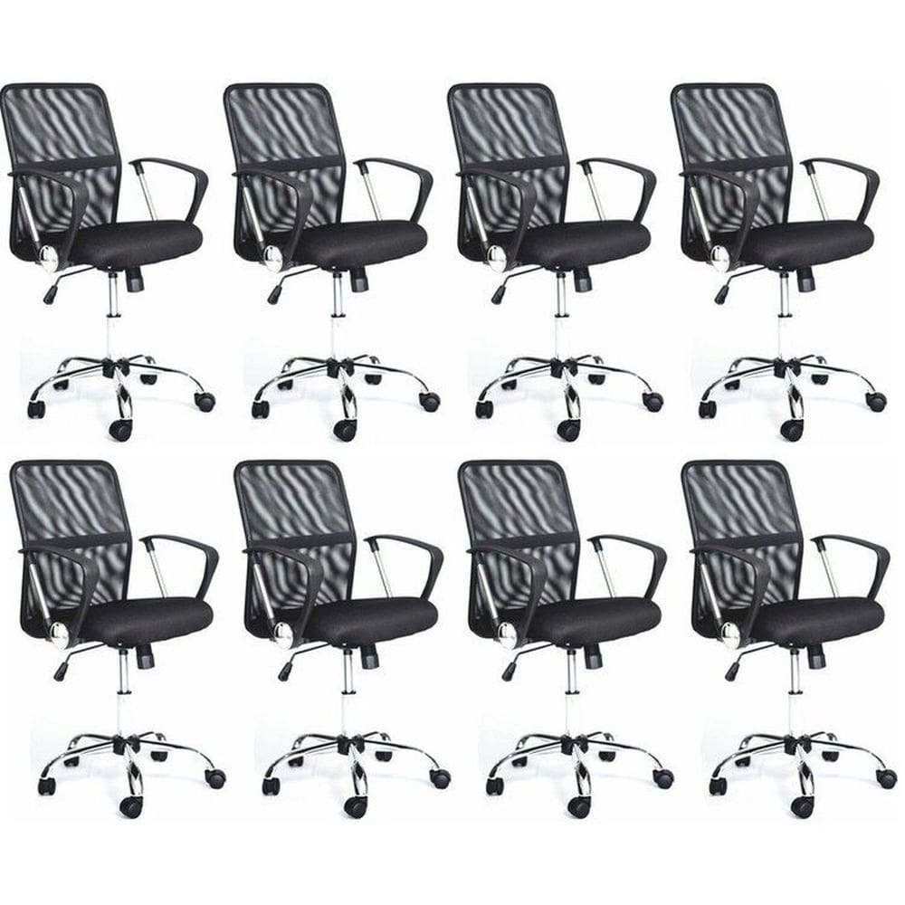 Kit 8 Cadeiras de Escritório Diretor Comfort Preto