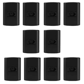 Conjunto com 10 Tomadas 2p+t 10A 250v, Modular, com Placa 4x2 e Suporte Preto Fosco