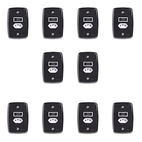 Conjunto de 10 Interruptores de 1 Tecla Simples e Tomada 2p+t 20A , com Placa 4x2 Preto