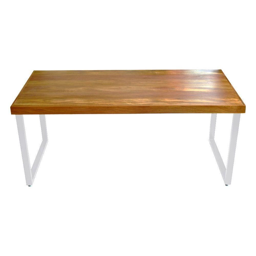 Mesa Industrial Bernardo Madeira Maciça C- Ferragem Branca 1,80m Marrom