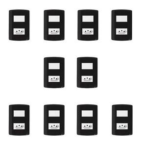 Conjunto de 10 Interruptores de 1 Tecla Simples e Tomada 2p+t 20A , Modular, com Placa 4x2 e Suporte Preto e Branco