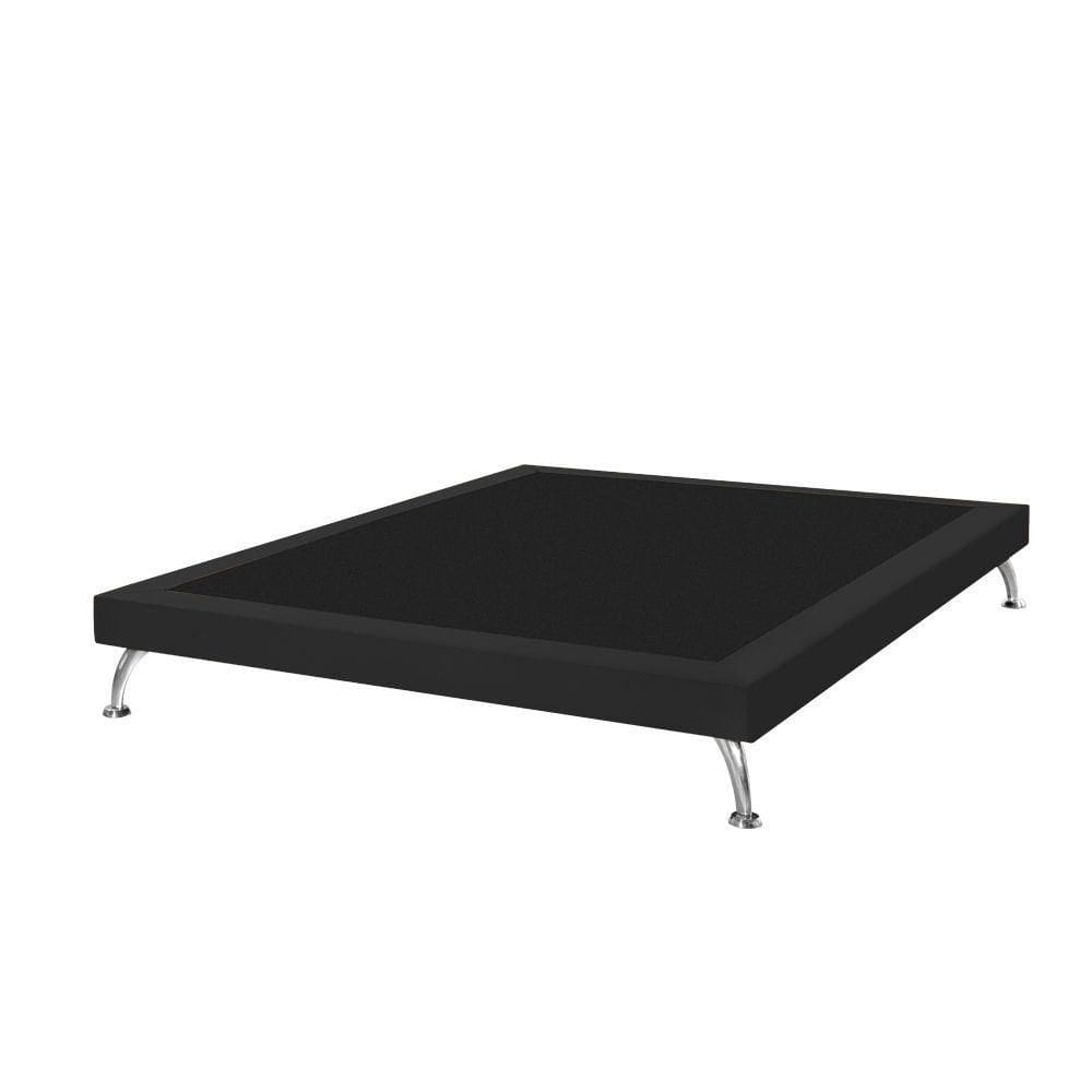 Base Cama Box Casal Japonesa 140Cm Em Veludo Preto - Cor: Preto