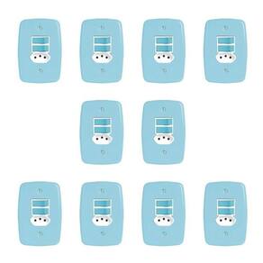 Conjunto de 10 Interruptores de 2 Teclas Simples e Tomada 2p+t 20A , com Placa 4x2 Azul