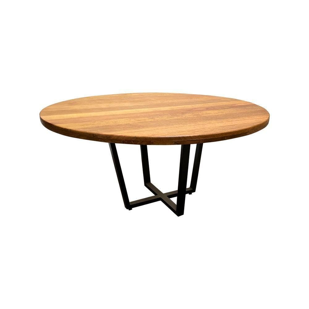 Conjunto Mesa De Jantar 1,30 Industrial Redonda Com 4 Cadeiras New Alegra Pretas Marrom
