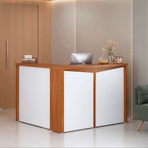 balcão de atendimento lane branco e freijó