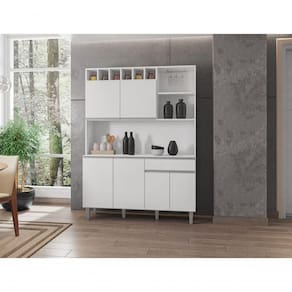 Kit Armario Cozinha Compacta Alice 130cm 6 Portas Branco Ajl