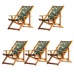 Kit 5 Espreguiçadeira Preguiçosa Dobrável Mel Cb-folhas Verdes
