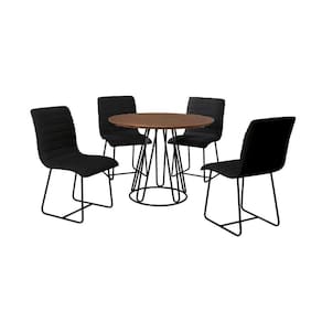 Conjunto Sala De Jantar Rubi Amadeirado Base De Metal Preto