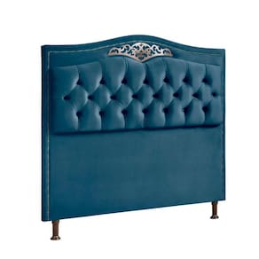 Cabeceira Holanda 140cmcasal Veludo Shop Das Cabeceiras Azul