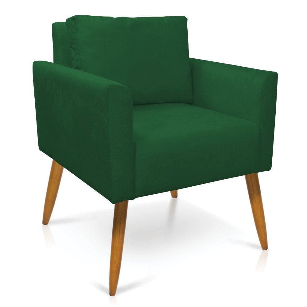 Poltrona Aline Suede Pés Palito Castanho - D`rossi Cor Verde