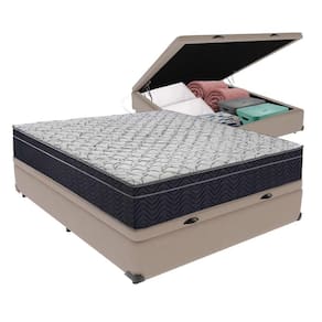 Kit Casal Cama Bege Box Baú Colchão Extra Firme Ortobom D45