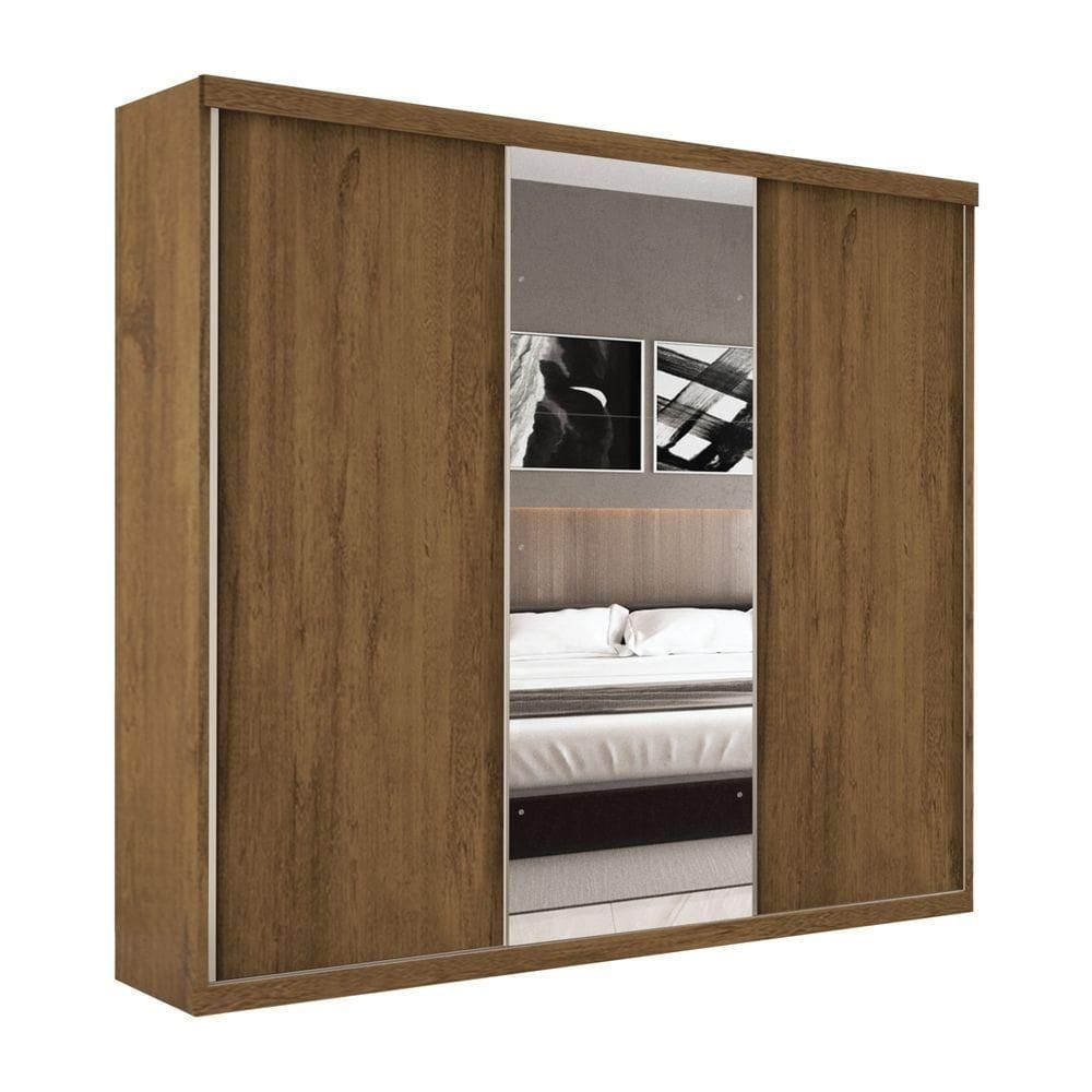 Guarda Roupa Casal 3 Portas De Correr 4 Gavetas E 3 Espelhos Barcelona Minastex