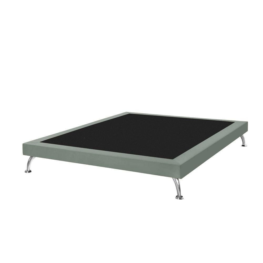 Base Cama Box Casal Japonesa 140Cm Em Veludo Cinza - Cor: Preto