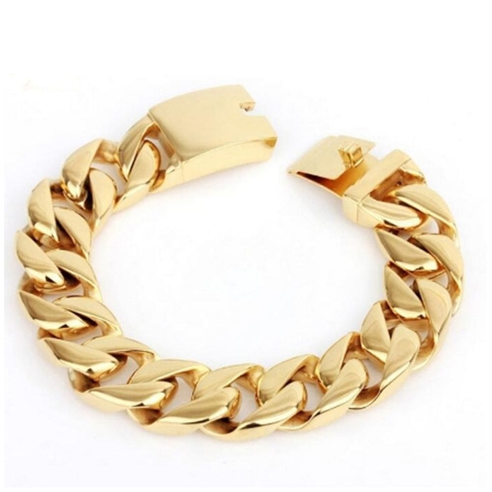 Pulseira Masculinha 18k Banhada a Ouro 18k Grossa e Top