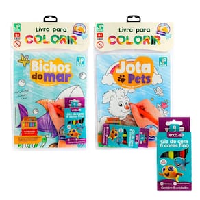 Livro para Colorir Infantil com 6 Giz de Cera INMETRO