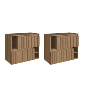 Kit com 2 Gabinetes de Banheiro Suspenso 75cm Luiza com 2 Portas Basculante sem Cuba Mel